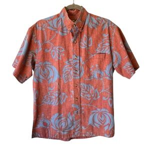 Kahala Hawaiian Button up shirt S Red Blue floral Short sleeve Cotton blend Mens